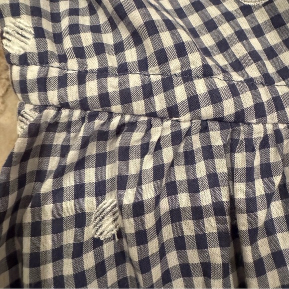 Madewell Faux Wrap Embroidered Gingham Check in preppy Navy Midi Dress Tie Waist - Picture 9 of 16